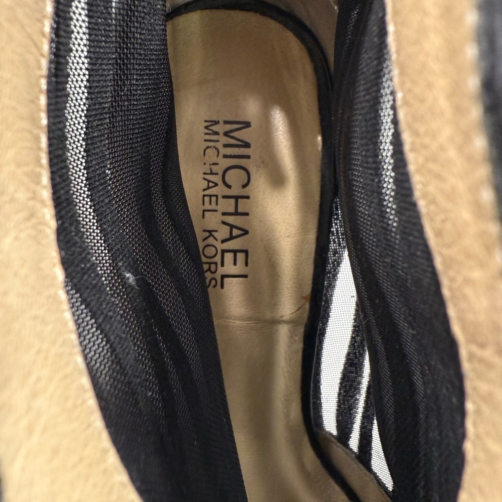 Michael Kors Fulton Black Suede & Mesh Bootie Size 8.5 Stiletto Boots Zippered - Picture 7 of 10